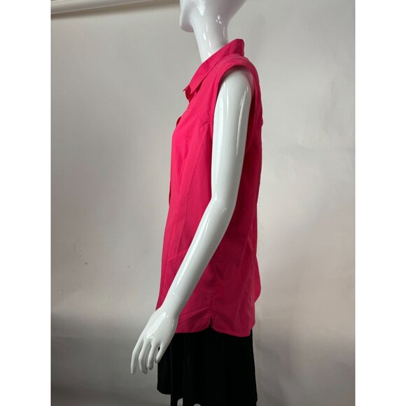 Magellan Outdoors Fish Gear Pink Sleeveless Button-Up Shirt XL Womens Polyester - Picture 8 of 16